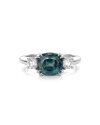 SLAETS Jewellery One-of-a-kind Trilogy Ring Green Sapphire with Diamonds, 18kt White Gold (watches)