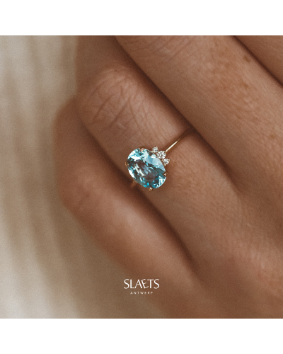 SLAETS Jewellery Ring Bloom Aquamarine and Diamonds, 18Kt Rose Gold (horloges)