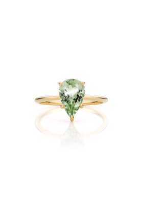 SLAETS Jewellery One-of-a-kind Ring with a Pearshaped Mint Green Tourmaline, 18Kt Yellow Gold